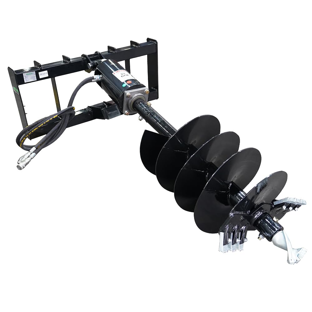 Skid Steer Hydraulic Auger Attachment 9", 12", 18" Bit Post Hole Digger Planetary Drive with 3 Drilling Bits Skid Steer Post Hole Digger 3 Point