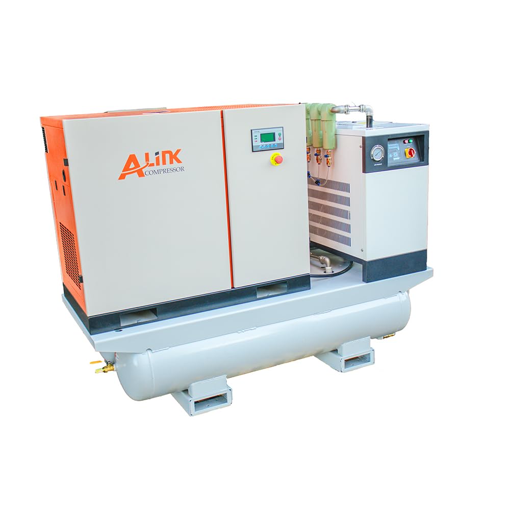 44.47CFM 15HP Rotary Screw Air Compressor 460V 3-P w/tank&dryer 116PSI (Clear Inventory)