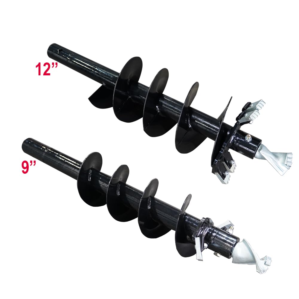Skid Steer Hydraulic Auger Attachment 9", 12", 18" Bit Post Hole Digger Planetary Drive with 3 Drilling Bits Skid Steer Post Hole Digger 3 Point
