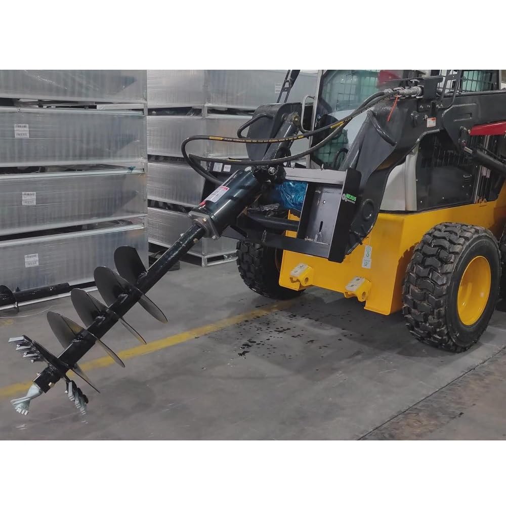 Skid Steer Hydraulic Auger Attachment 9", 12", 18" Bit Post Hole Digger Planetary Drive with 3 Drilling Bits Skid Steer Post Hole Digger 3 Point