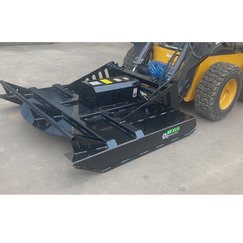 Heavy Duty 72" Skid Steer Industrial Brush Mower Cutter Attachment Direct Drive Hydraulic Open Front Field Mower Farm Clearing Weeds Shrubs