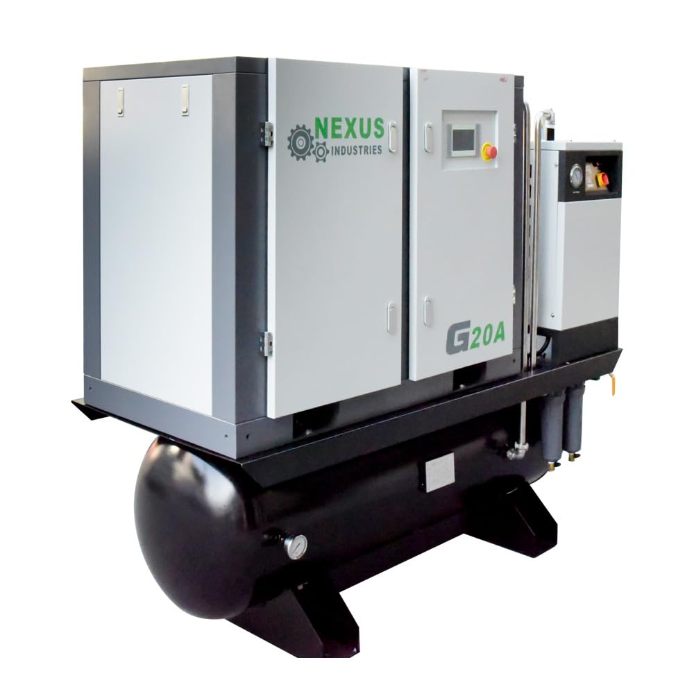 72CFM 20HP Industrial Rotary Screw Air Compressor With 93Gal Tank & Dryer 230V Combined Air Compressor