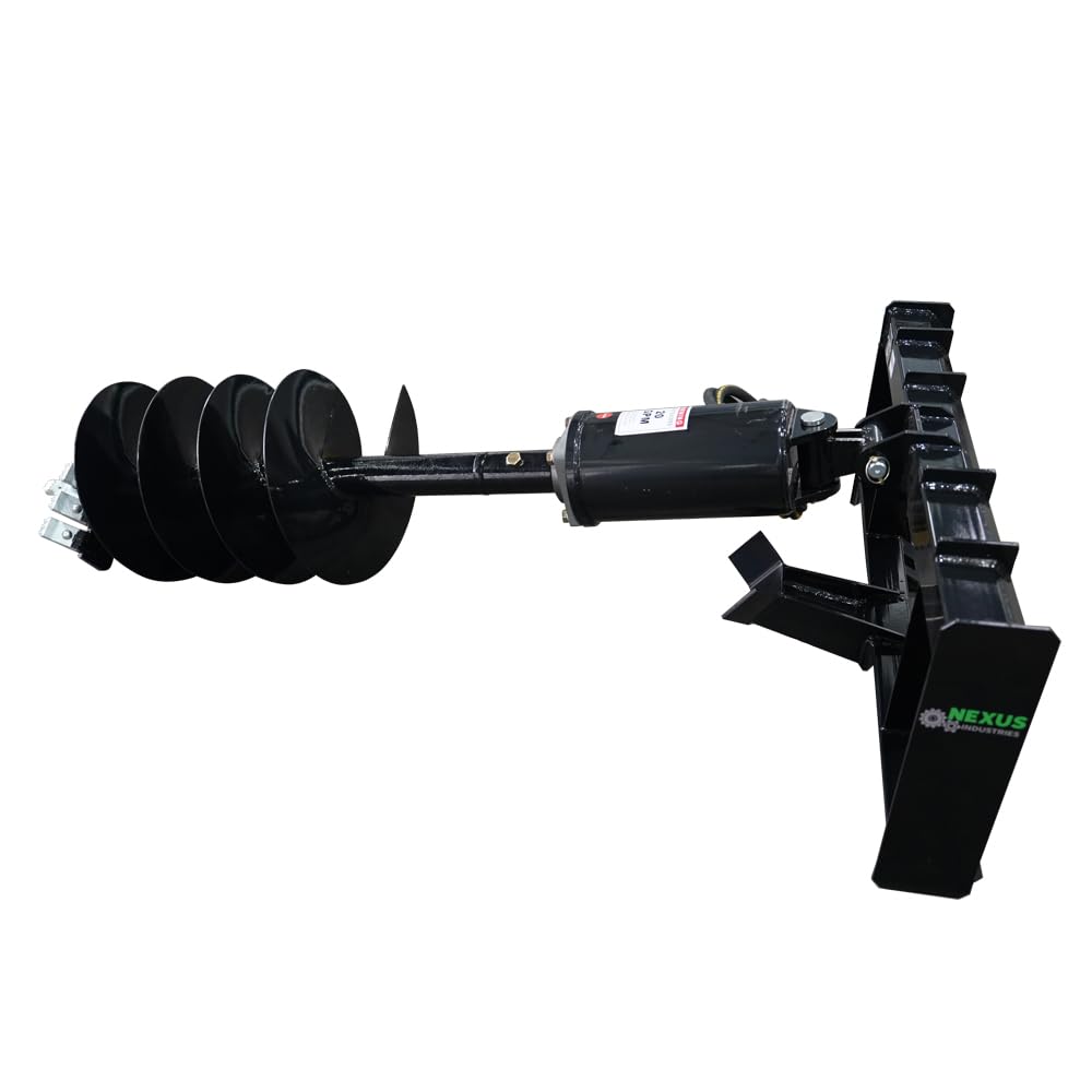 Skid Steer Hydraulic Auger Attachment 9", 12", 18" Bit Post Hole Digger Planetary Drive with 3 Drilling Bits Skid Steer Post Hole Digger 3 Point