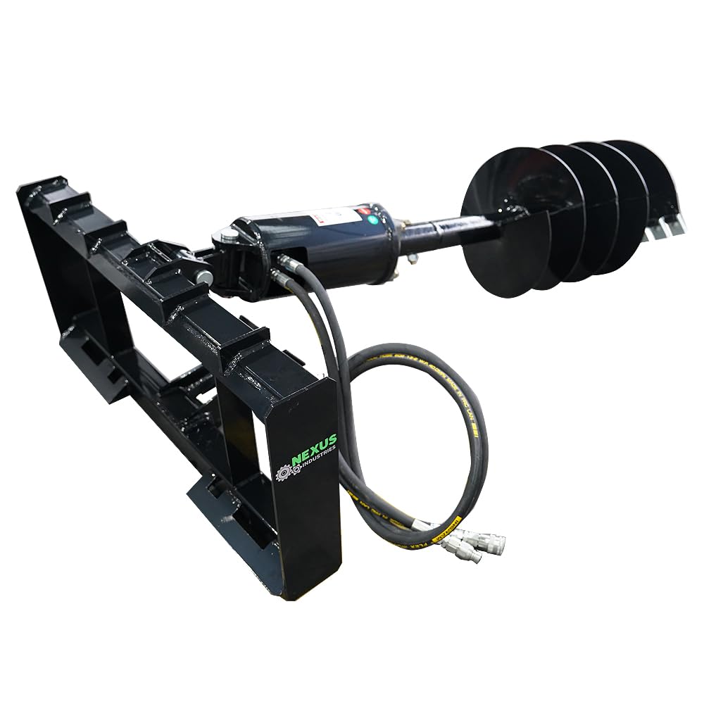 Skid Steer Hydraulic Auger Attachment 9", 12", 18" Bit Post Hole Digger Planetary Drive with 3 Drilling Bits Skid Steer Post Hole Digger 3 Point