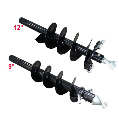 Skid Steer Hydraulic Auger Attachment 9", 12", 18" Bit Post Hole Digger Planetary Drive with 3 Drilling Bits Skid Steer Post Hole Digger 3 Point