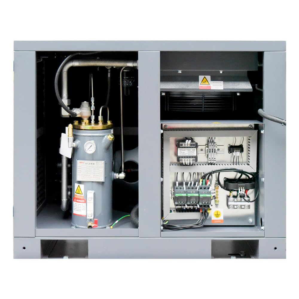 GYL-10A-230 34CFM 10HP Industrial Rotary Screw Air Compressor, 62 Gal Tank, Dryer, 230V