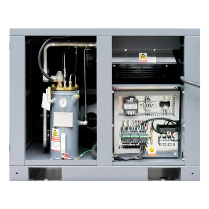 GYL-10A-230 34CFM 10HP Industrial Rotary Screw Air Compressor, 62 Gal Tank, Dryer, 230V