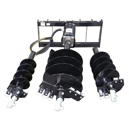 Skid Steer Hydraulic Auger Attachment 9", 12", 18" Bit Post Hole Digger Planetary Drive with 3 Drilling Bits Skid Steer Post Hole Digger 3 Point